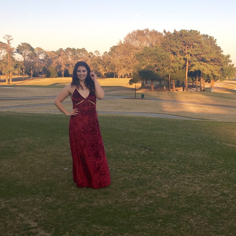 Red velvet dress